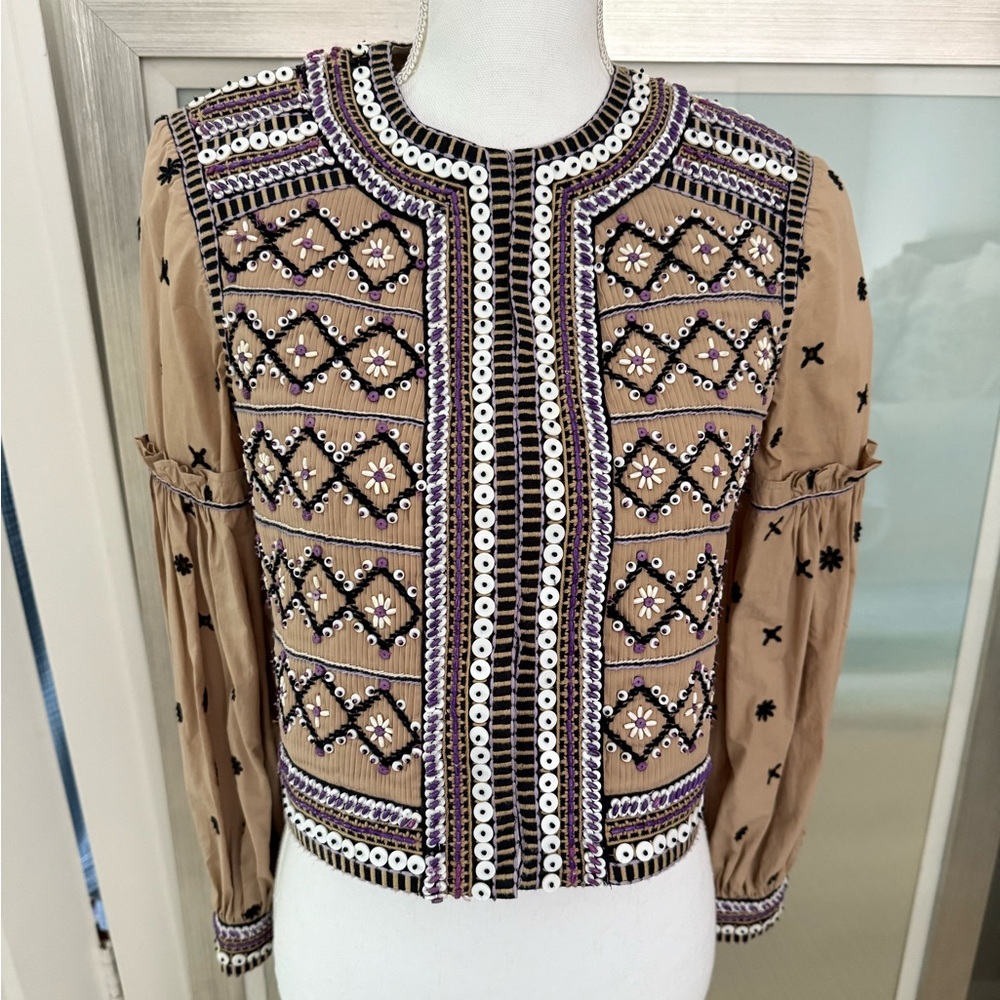 NWOT Veronica Beard Rocci Beaded Cropped Jacket - Size XS/2